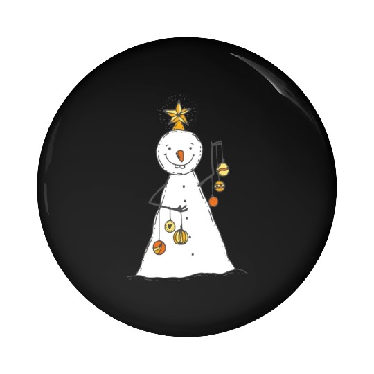 funny snowman with mustache and carrot Pin Buttons
