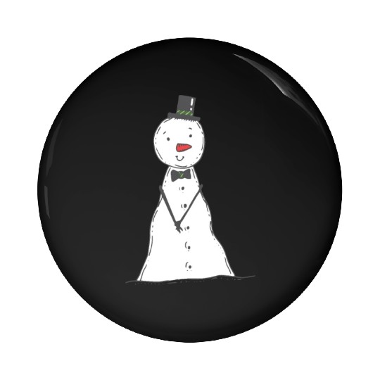 funny snowman with mustache and carrot Pin Buttons