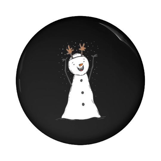 funny snowman with mustache and carrot Pin Buttons