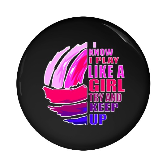 Volleyball Play Like A Girl K Purple Great Pin Buttons