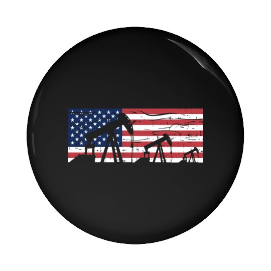 US American Flag Oilfield Oil Field Rig Refinery W Pin Buttons