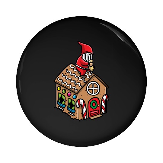 Christmas Gnome Gingerbread House Candy Cane Pin Buttons