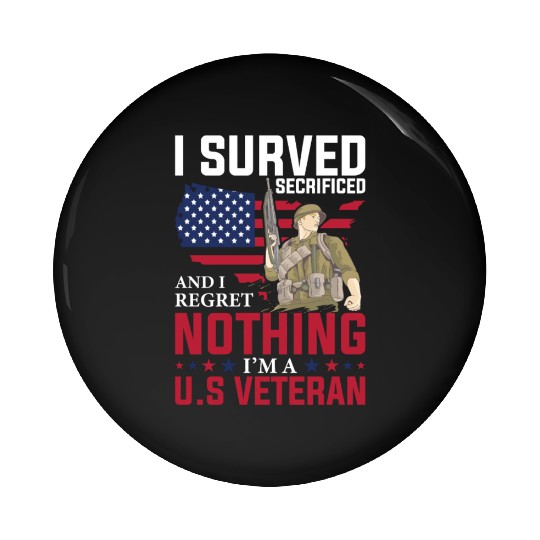 I'm A US Veteran Dad Grandpa Gift Ideas Pin Buttons