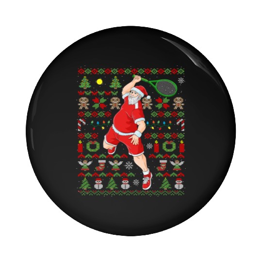 Ugly Christmas Tennis Player Santa Claus Pin Buttons