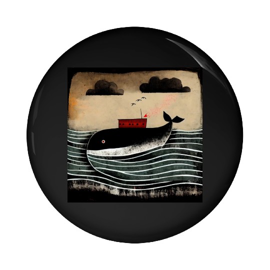 Whale and a ship Pin Buttons