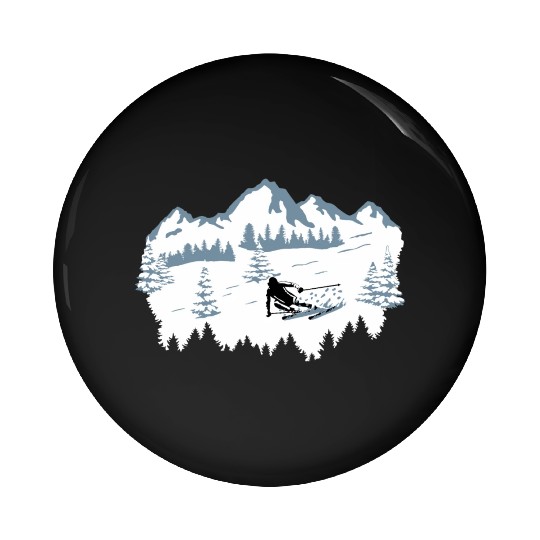 Skiing, Skier, Ski, Winter Snow Mountains Pin Buttons