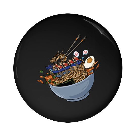 Ramen and Dragon Boat Racing Design for Dragon Pin Buttons