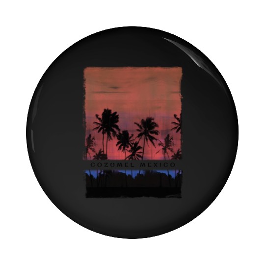 Cozumel Mexico Vacation Souvenir Beach Palm Tree Pin Buttons