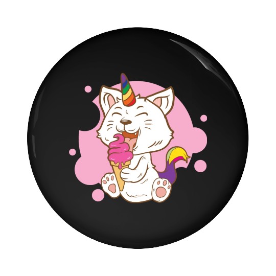 Cat Eating Ice Cream Rainbow Cat Lady Gift Idea Pin Buttons