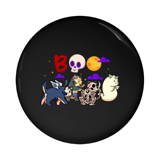 Boo! | Spooky Funny Halloween | Mummy Skeleton Pin Buttons