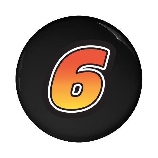 Number Six 6 Gradient Yellow Orange 3 Stroke Pin Buttons