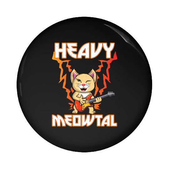 Heavy Meow Metal Music Lover Guitar Kawaii Cat Pin Buttons