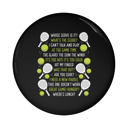 Paddle Tennis Player Match Paddle Tennis Team Pin Buttons