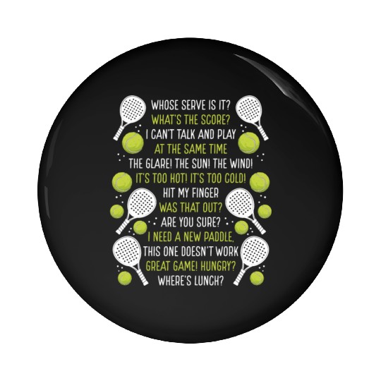 Paddle Tennis Player Match Paddle Tennis Team Pin Buttons