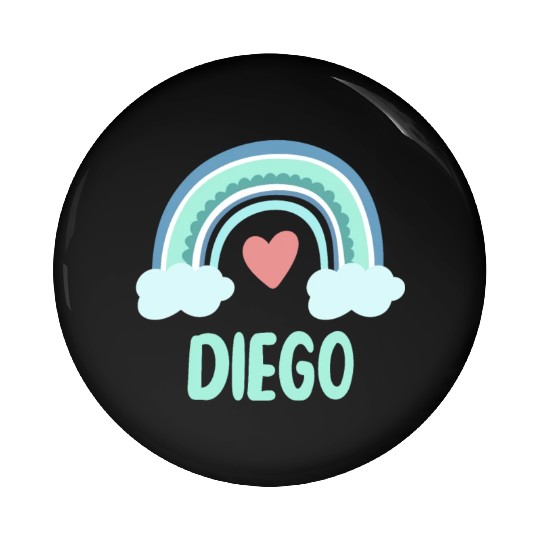 Diego Name Rainbow Baby Pin Buttons