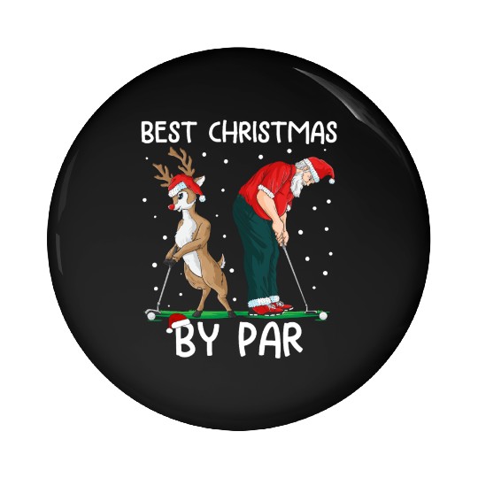 Golf Reindeer Golfer Christmas Santa Claus Golfing Pin Buttons
