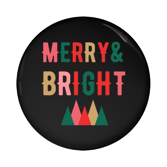 Merry and Bright Christmas tree Pin Buttons