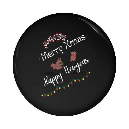 Merry Xmas Happy New Year Pin Buttons
