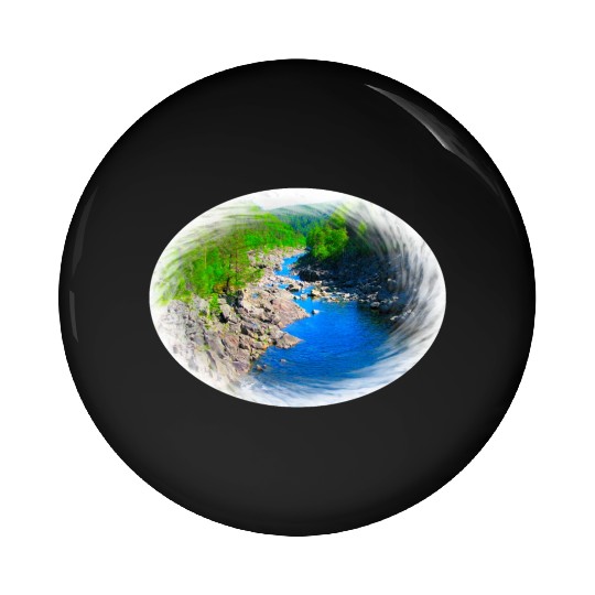 A river running through a valley in the wilderness Pin Buttons