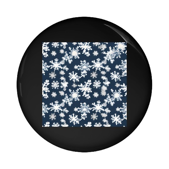 Snow pattern on navy blue background Pin Buttons