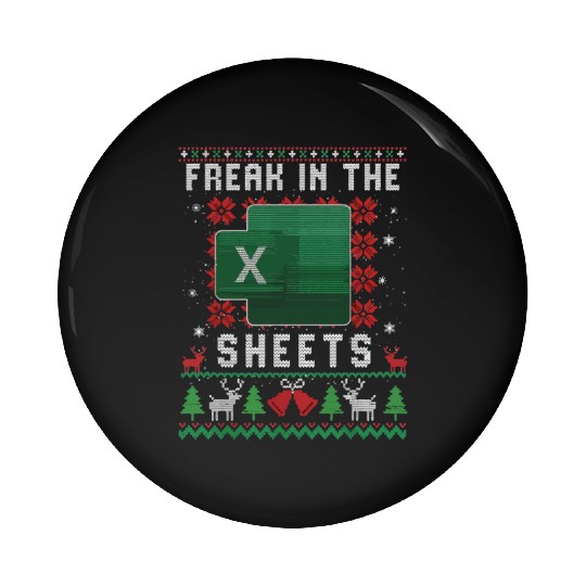 Freak In The Sheets Excel Ugly Christmas Sweater Pin Buttons