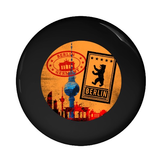 Berlin Germany German City Skyline Vintage Retro Pin Buttons