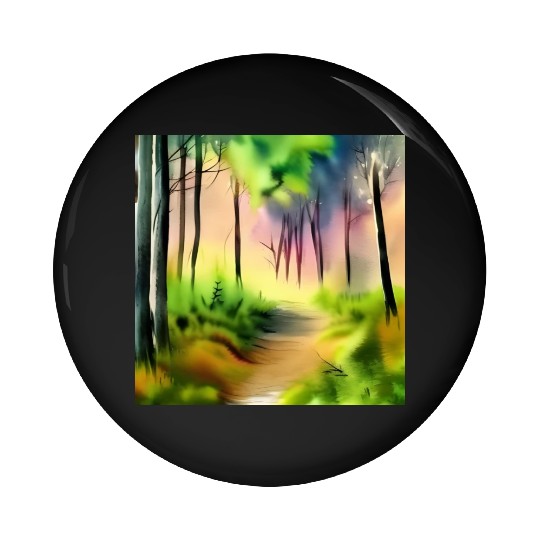 Water color green forest Pin Buttons