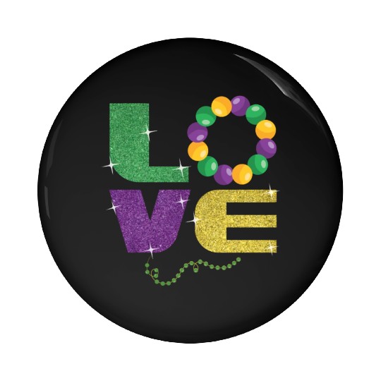 Love New Orleans Festival Parade Beads Mardi Gras Pin Buttons