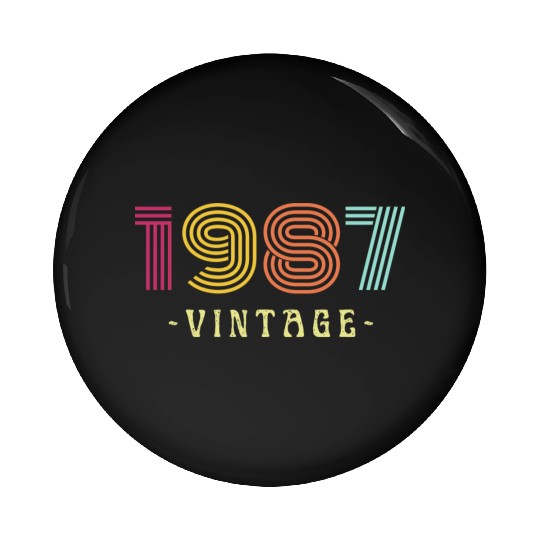 Neon Rainbow Retro Birthday Year Vintage 1987 Pin Buttons
