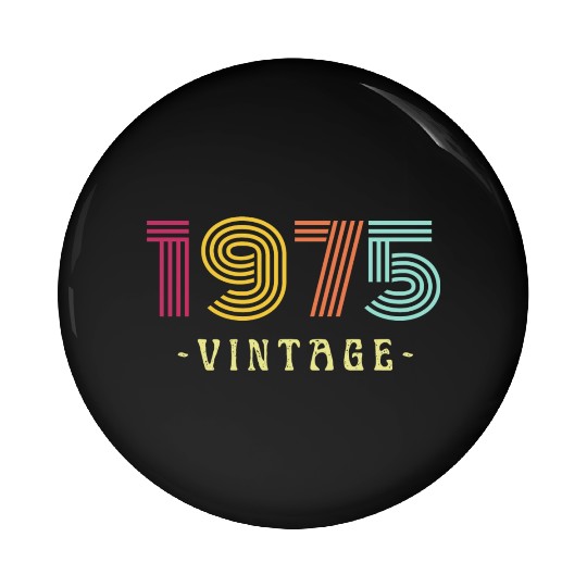 Neon Rainbow Retro Birthday Year Vintage 1975 Pin Buttons