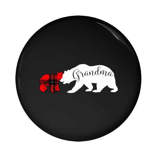 Grandma Bear Red Plaid Cub Mom Christmas Ladies Pin Buttons