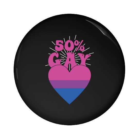 50% Gay Bisexual Pride Flag Heart LGBTQ Pin Buttons
