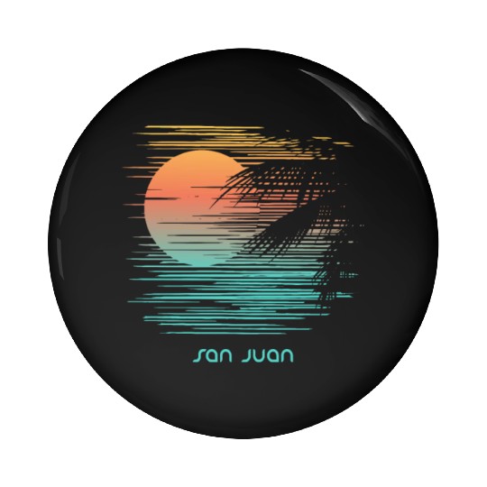 Artistic San Juan Puerto Rico Palm Tree Vacation Pin Buttons