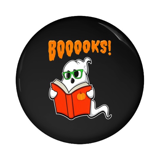 Funny Teacher Halloween Ghost Books Reading Pin Buttons