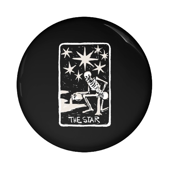 The Star Skeleton Skull Tarot Card Pin Buttons