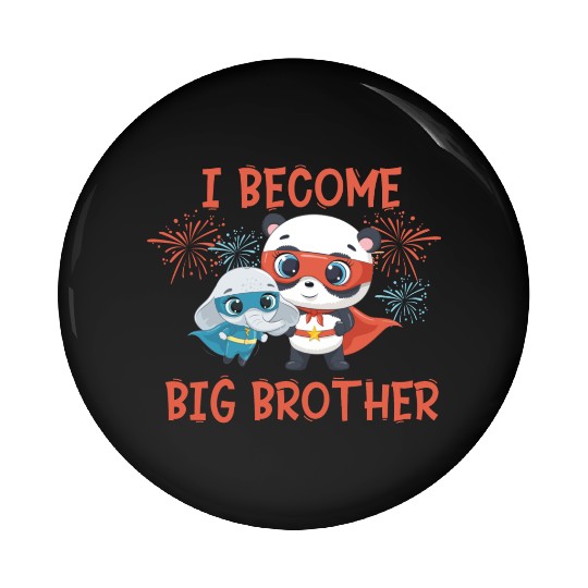Big brother super hero panda elephant Pin Buttons