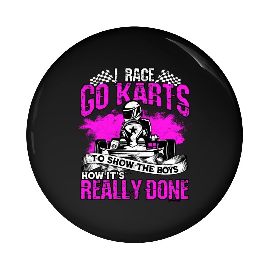 Go Kart Racer Pit Crew Car Racing Karting Pin Buttons