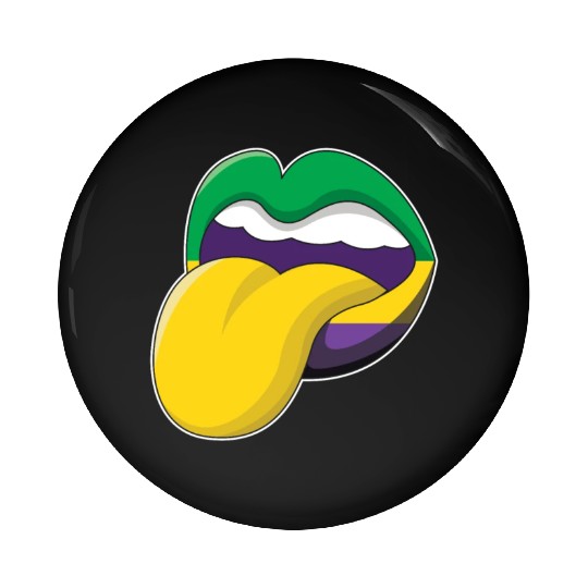 Tongue Lips Festival Parade Beads Mardi Gras Pin Buttons