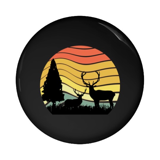 Sunset sunrise nature deer in the zoo Pin Buttons