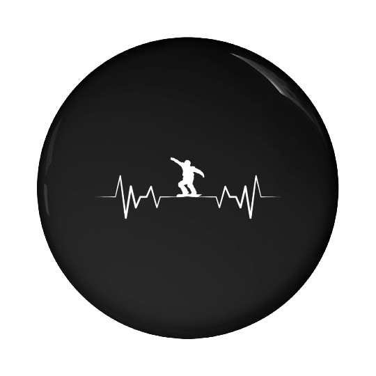Snowboarding Heartbeat Line Pin Buttons