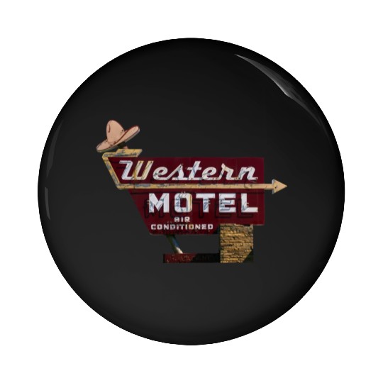 Route 66 Neon Western Motel Bethany Oklahoma Pin Buttons