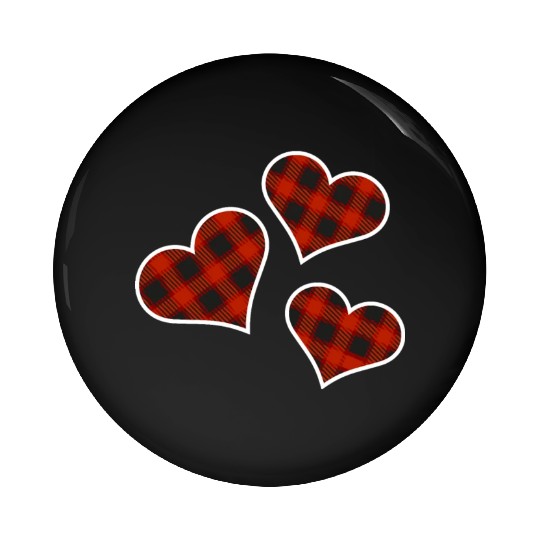 Buffalo Plaid Hearts Pin Buttons