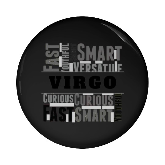 Virgo Zodiac Star Sign Word Cloud Square Monochrom Pin Buttons