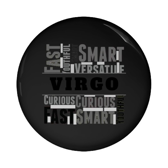 Virgo Zodiac Star Sign Word Cloud Square Monochrom Pin Buttons
