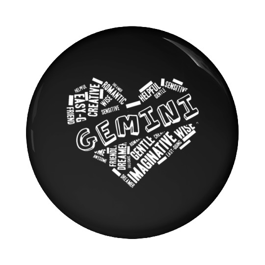 Gemini Heart Word Cloud Doodle Astrology Zodiac St Pin Buttons