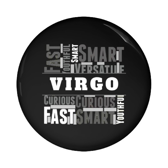 Virgo Zodiac Star Sign Word Cloud Square Monochrom Pin Buttons