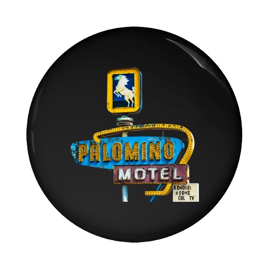 Route 66 Neon Palomino Motel Tucumcari, New Mexico Pin Buttons