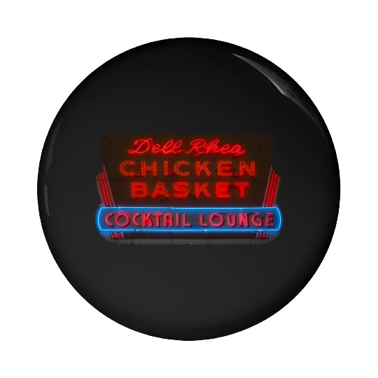 Del Rhea Chicken Basket Neon Sign Route 66 Pin Buttons