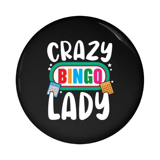 Crazy Bingo Lady Bingo Player Casino Lottery Pin Buttons