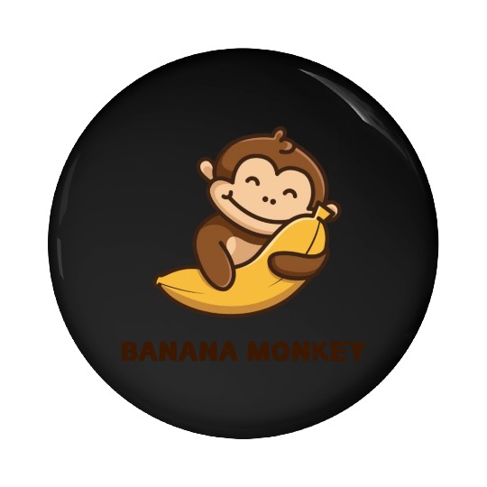 Brown illustrated Monkey and Banana Pin Buttons